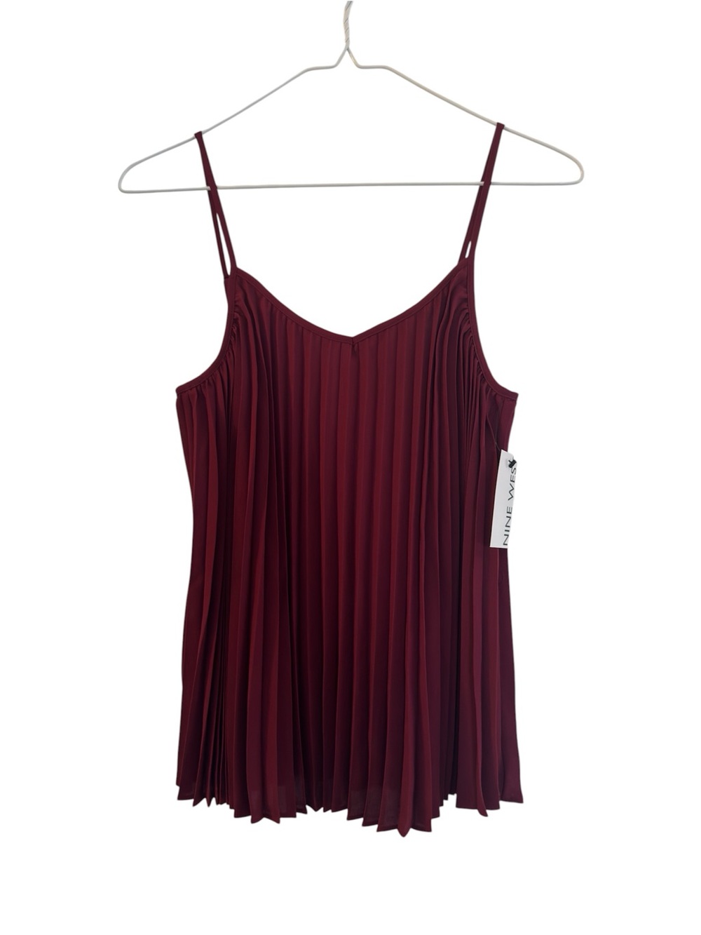Nine West Burgundy Pleated Spaghetti Strap Top